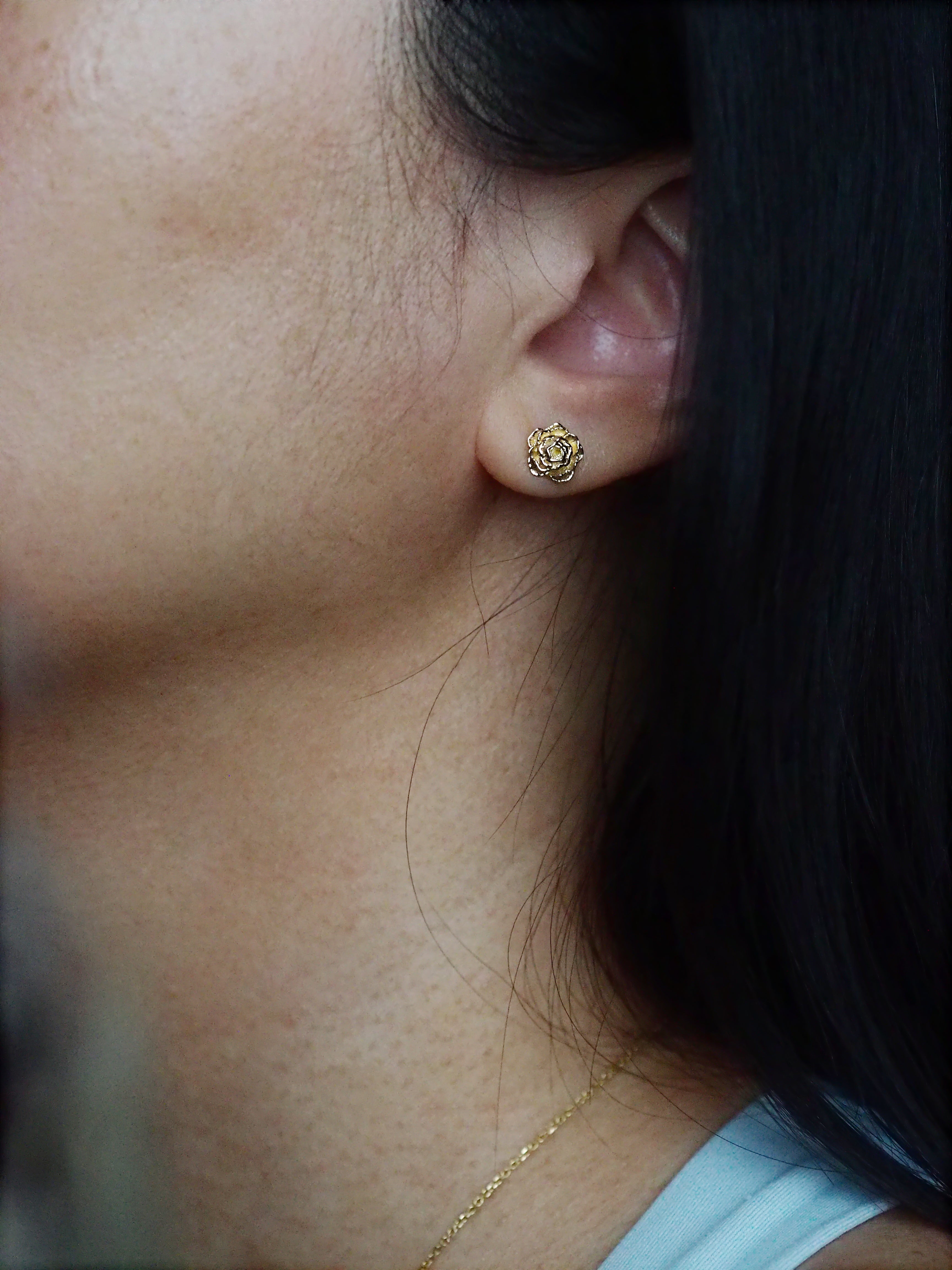 Sculpted Peony in Bloom Stud Earring