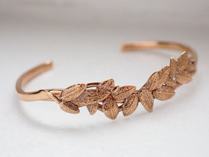 Cluster Leaf Textured Bangle Cuff